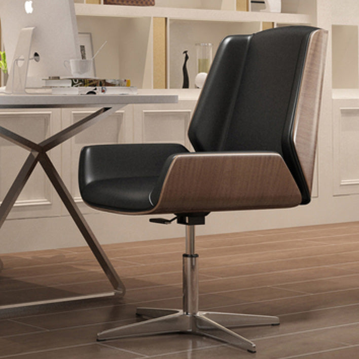 Contemporary Mid Back Task Chair with Padded Arms Upholstered Desk Chair with Metal Frame
