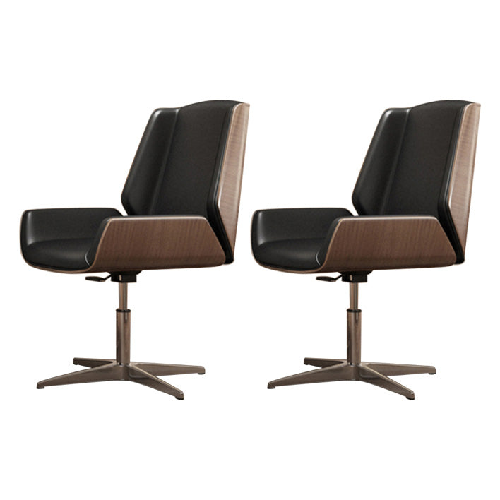 Contemporary Mid Back Task Chair with Padded Arms Upholstered Desk Chair with Metal Frame