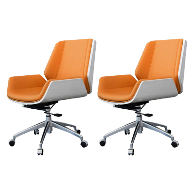Contemporary Mid Back Task Chair with Padded Arms Upholstered Desk Chair with Metal Frame