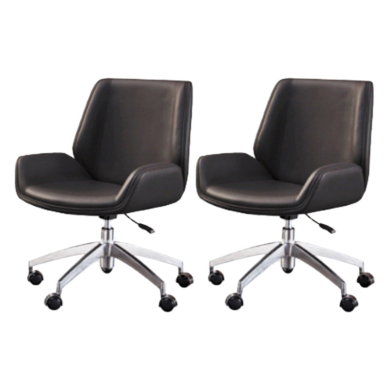 Contemporary Mid Back Task Chair with Padded Arms Upholstered Desk Chair with Metal Frame