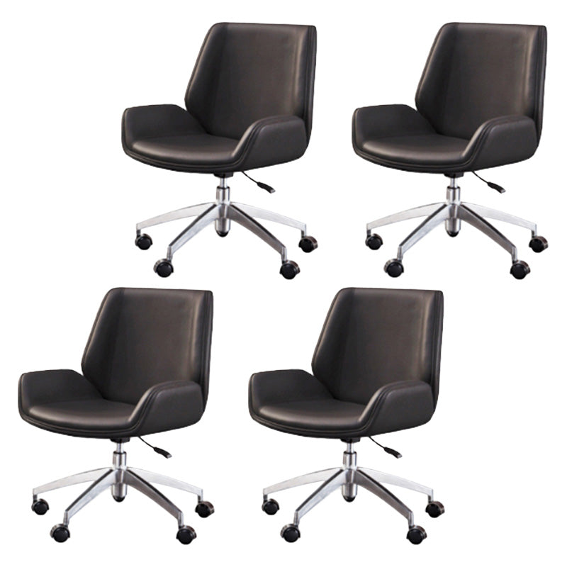 Contemporary Mid Back Task Chair with Padded Arms Upholstered Desk Chair with Metal Frame