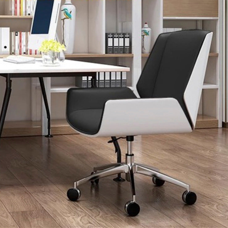 Contemporary Mid Back Task Chair with Padded Arms Upholstered Desk Chair with Metal Frame