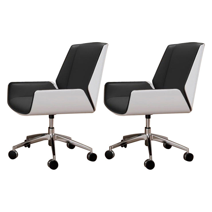 Contemporary Mid Back Task Chair with Padded Arms Upholstered Desk Chair with Metal Frame