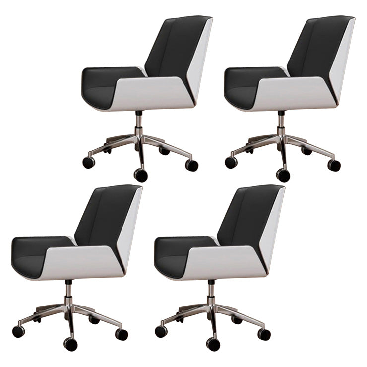 Contemporary Mid Back Task Chair with Padded Arms Upholstered Desk Chair with Metal Frame