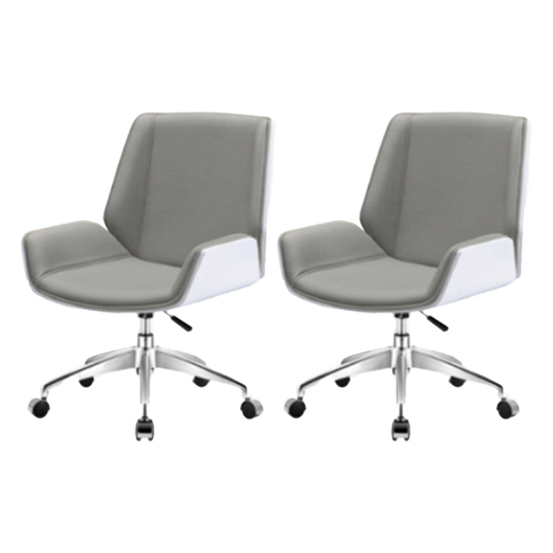 Contemporary Mid Back Task Chair with Padded Arms Upholstered Desk Chair with Metal Frame