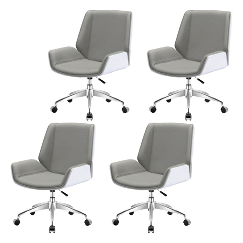 Contemporary Mid Back Task Chair with Padded Arms Upholstered Desk Chair with Metal Frame
