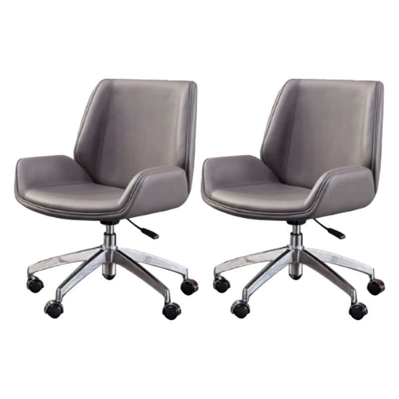 Contemporary Mid Back Task Chair with Padded Arms Upholstered Desk Chair with Metal Frame