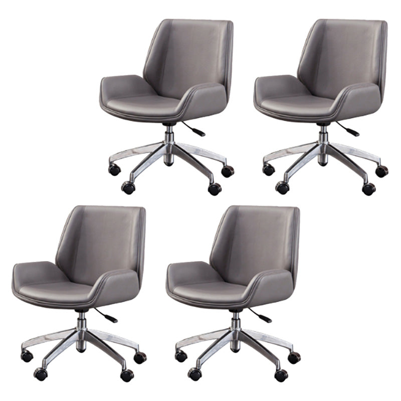 Contemporary Mid Back Task Chair with Padded Arms Upholstered Desk Chair with Metal Frame