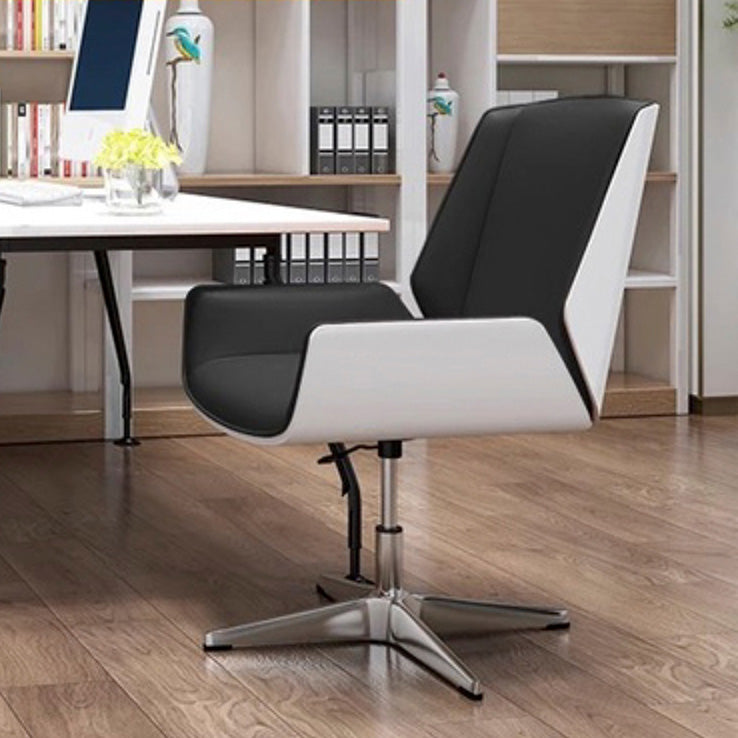 Contemporary Mid Back Task Chair with Padded Arms Upholstered Desk Chair with Metal Frame