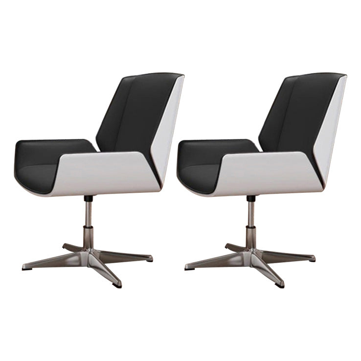 Contemporary Mid Back Task Chair with Padded Arms Upholstered Desk Chair with Metal Frame