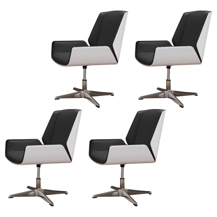 Contemporary Mid Back Task Chair with Padded Arms Upholstered Desk Chair with Metal Frame