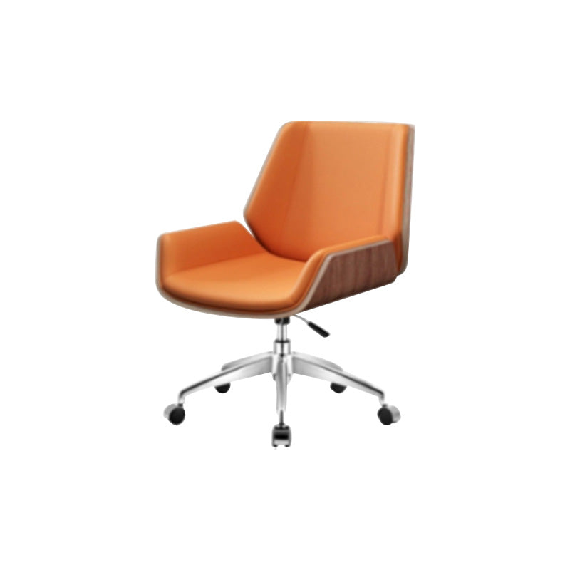 Contemporary Mid Back Task Chair with Padded Arms Upholstered Desk Chair with Metal Frame