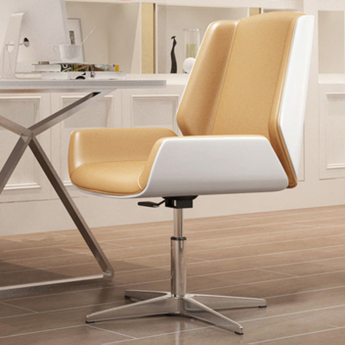 Contemporary Mid Back Task Chair with Padded Arms Upholstered Desk Chair with Metal Frame