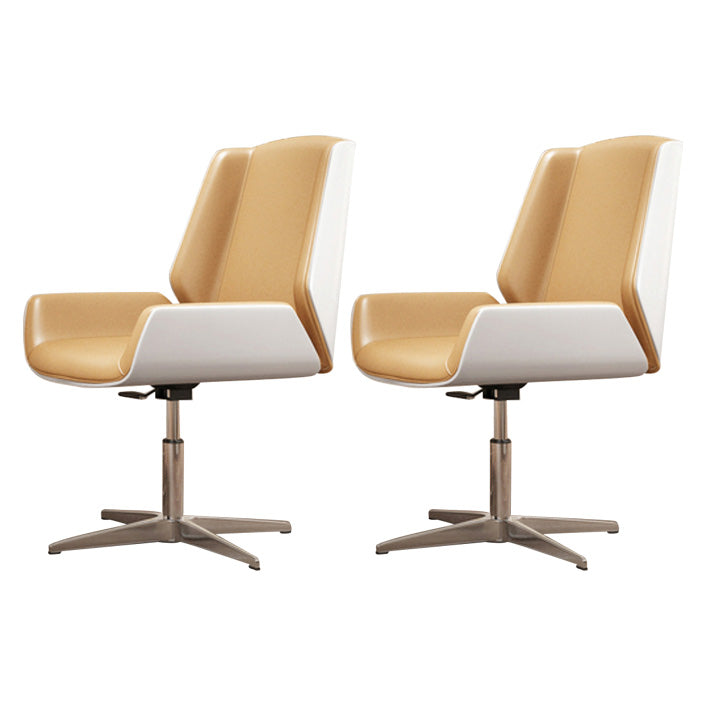 Contemporary Mid Back Task Chair with Padded Arms Upholstered Desk Chair with Metal Frame