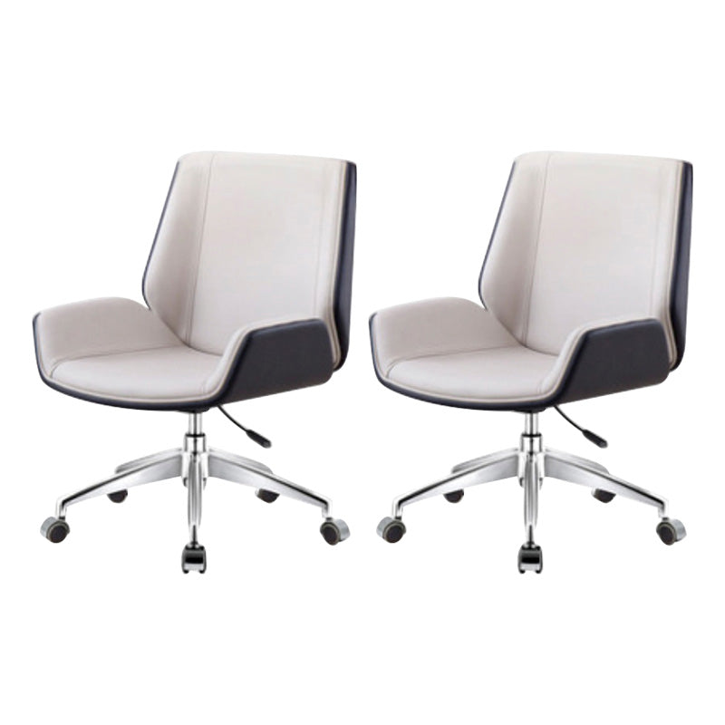 Contemporary Mid Back Task Chair with Padded Arms Upholstered Desk Chair with Metal Frame