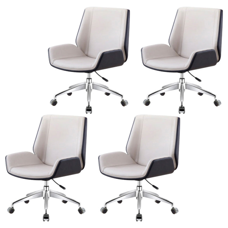 Contemporary Mid Back Task Chair with Padded Arms Upholstered Desk Chair with Metal Frame