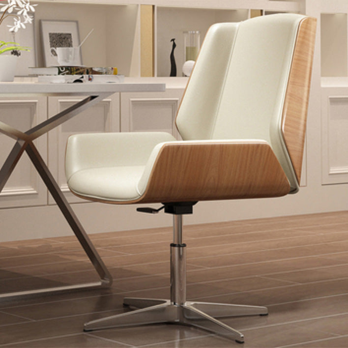 Contemporary Mid Back Task Chair with Padded Arms Upholstered Desk Chair with Metal Frame