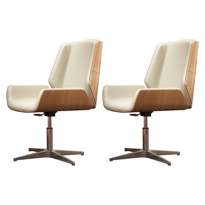 Contemporary Mid Back Task Chair with Padded Arms Upholstered Desk Chair with Metal Frame