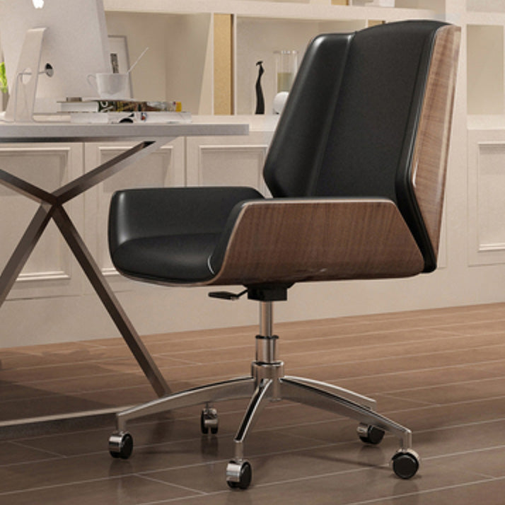 Contemporary Mid Back Task Chair with Padded Arms Upholstered Desk Chair with Metal Frame