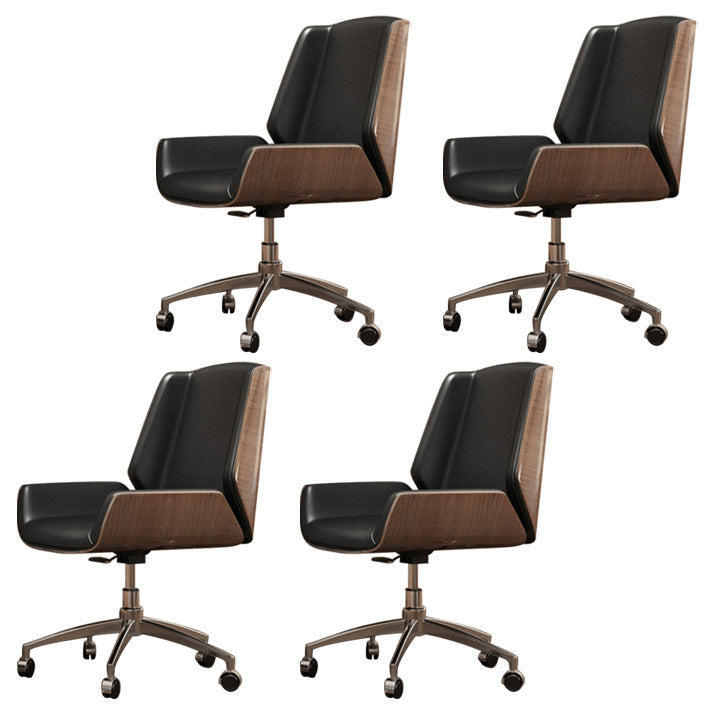 Contemporary Mid Back Task Chair with Padded Arms Upholstered Desk Chair with Metal Frame