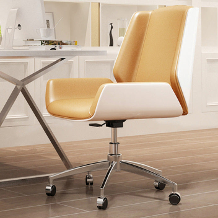 Contemporary Mid Back Task Chair with Padded Arms Upholstered Desk Chair with Metal Frame