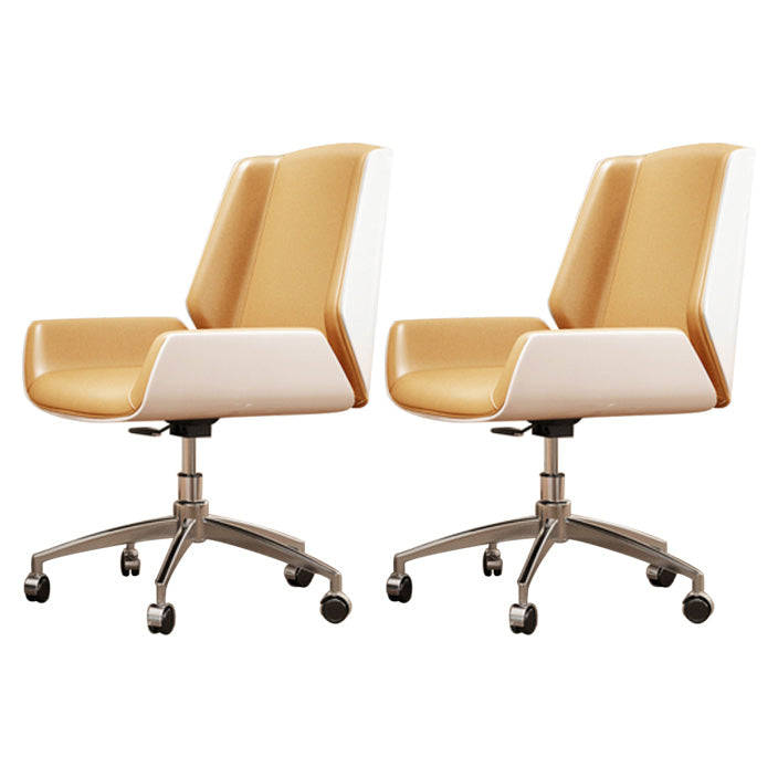 Contemporary Mid Back Task Chair with Padded Arms Upholstered Desk Chair with Metal Frame