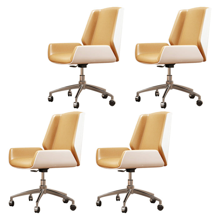 Contemporary Mid Back Task Chair with Padded Arms Upholstered Desk Chair with Metal Frame