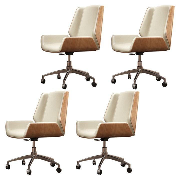 Contemporary Mid Back Task Chair with Padded Arms Upholstered Desk Chair with Metal Frame
