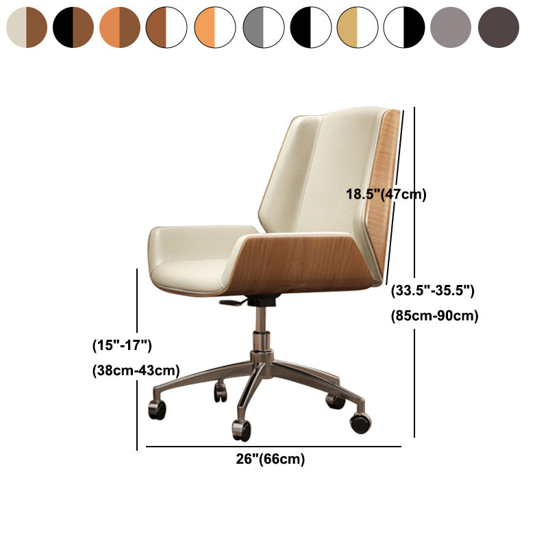 Contemporary Mid Back Task Chair with Padded Arms Upholstered Desk Chair with Metal Frame