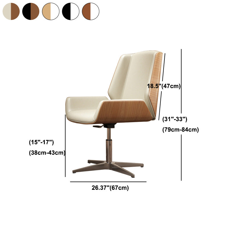 Contemporary Mid Back Task Chair with Padded Arms Upholstered Desk Chair with Metal Frame