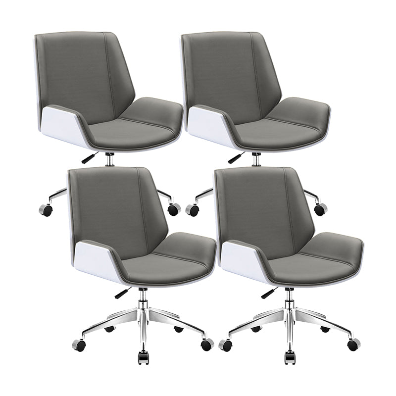 Silver Metal Modern Conference Chair Mid-Back and Leather Conference Chair