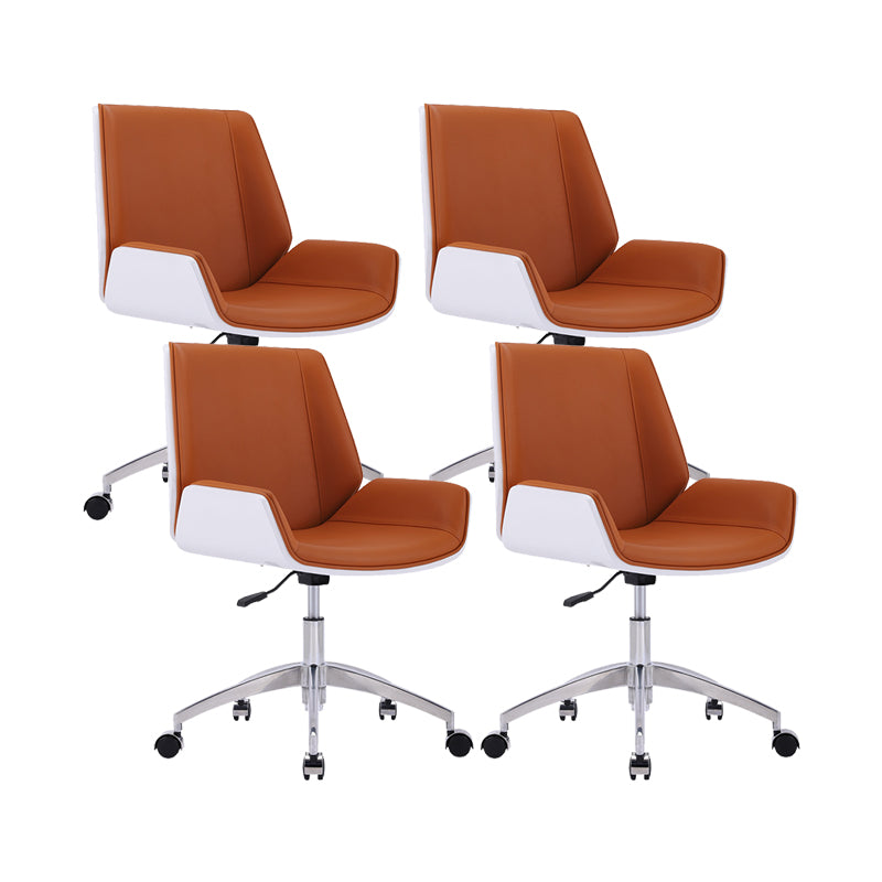Silver Metal Modern Conference Chair Mid-Back and Leather Conference Chair