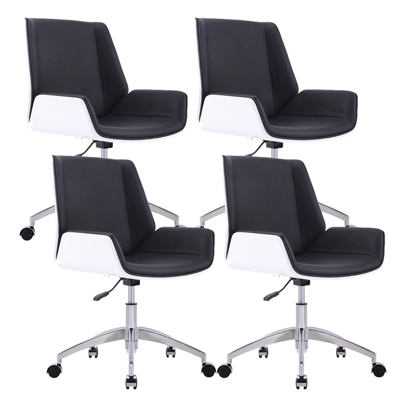 Silver Metal Modern Conference Chair Mid-Back and Leather Conference Chair