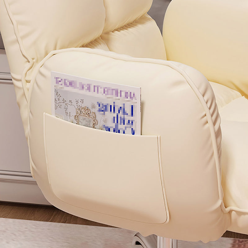 Contemporary Upholstered Office Chair with Padded Arms Leather Parsons Chair with Wheels