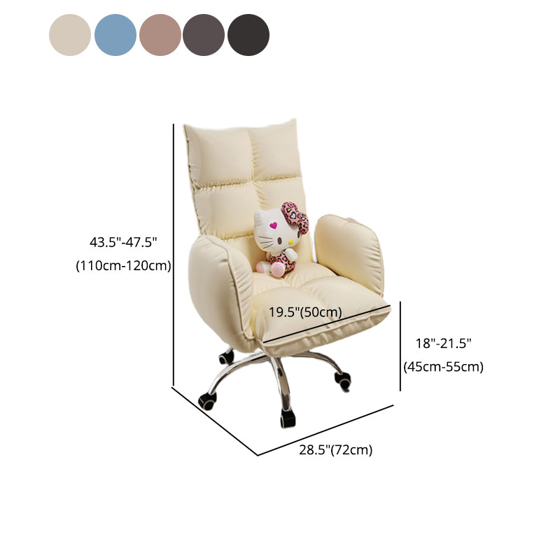 Contemporary Upholstered Office Chair with Padded Arms Leather Parsons Chair with Wheels