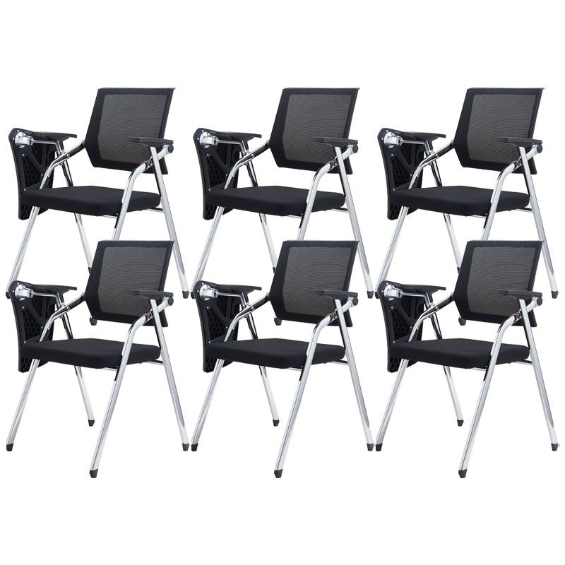 Metal Frame Modern Conference Chair Mid-back Computer Office Chair with Fixed Arms