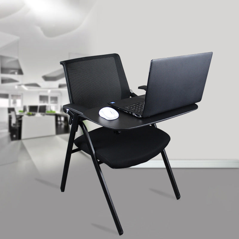 Black Metal Frame Modern Task Chair with Arms Conference Chair with Mid Back