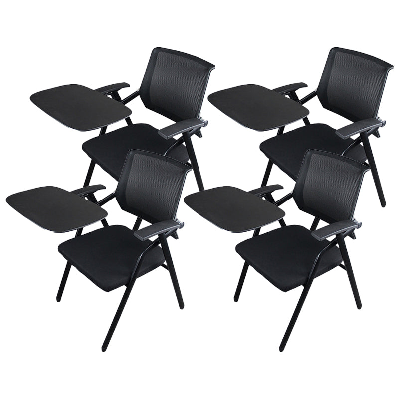 Black Metal Frame Modern Task Chair with Arms Conference Chair with Mid Back