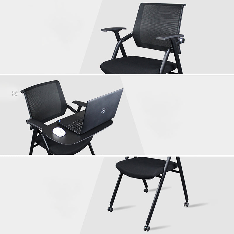 Black Metal Frame Modern Task Chair with Arms Conference Chair with Mid Back