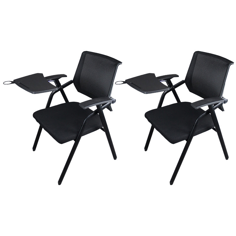 Black Metal Frame Modern Task Chair with Arms Conference Chair with Mid Back