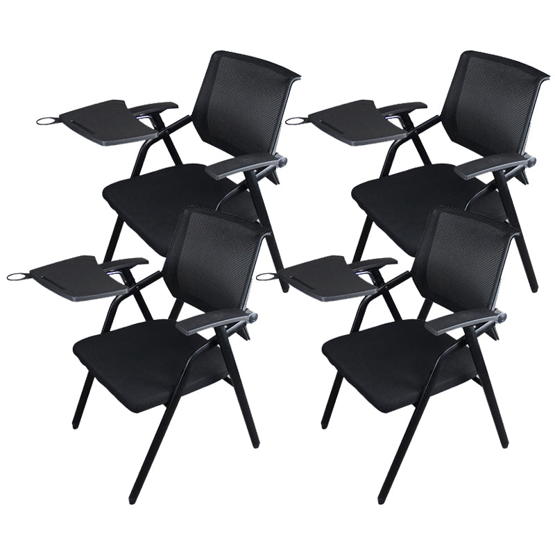 Black Metal Frame Modern Task Chair with Arms Conference Chair with Mid Back