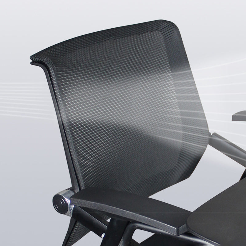 Black Metal Frame Modern Task Chair with Arms Conference Chair with Mid Back