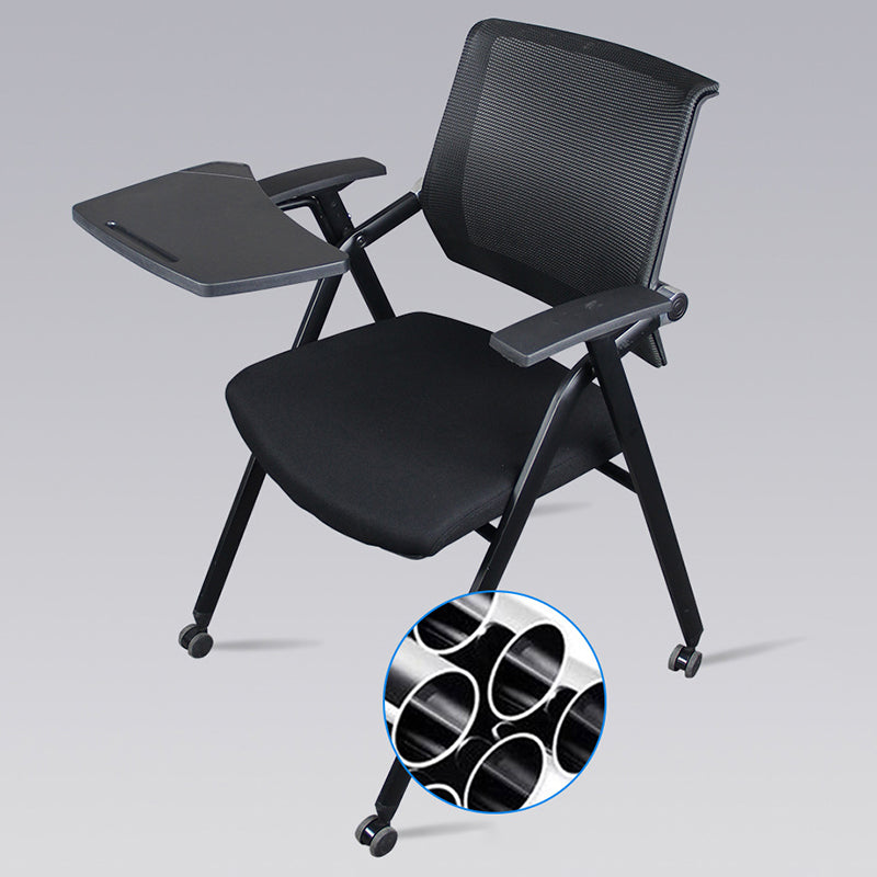 Black Metal Frame Modern Task Chair with Arms Conference Chair with Mid Back