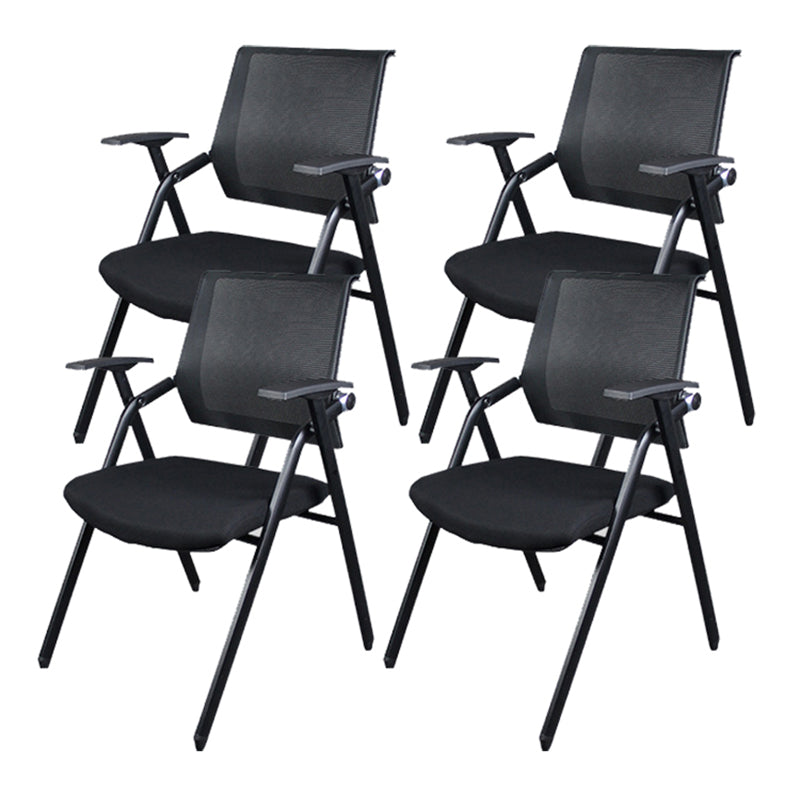 Black Metal Frame Modern Task Chair with Arms Conference Chair with Mid Back