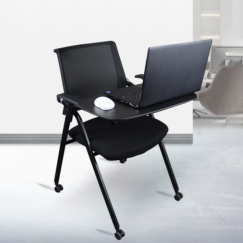 Black Metal Frame Modern Task Chair with Arms Conference Chair with Mid Back