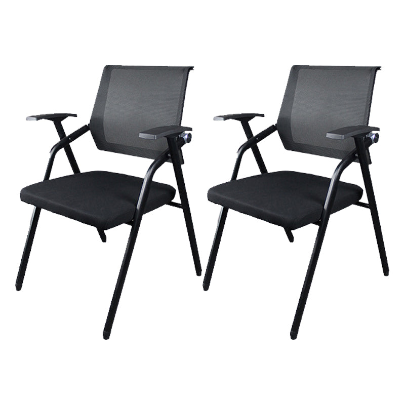 Black Metal Frame Modern Task Chair with Arms Conference Chair with Mid Back