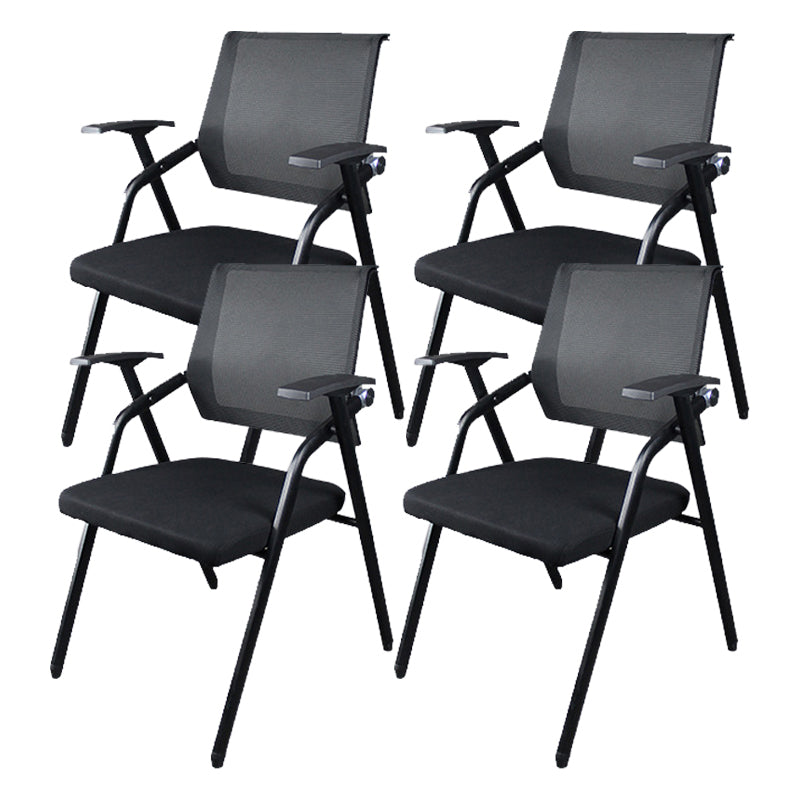 Black Metal Frame Modern Task Chair with Arms Conference Chair with Mid Back