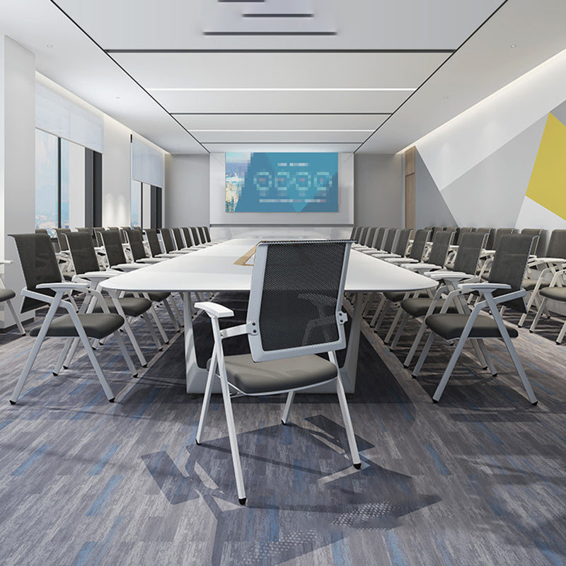 Mid Back Conference Chair with Fixed Arms Modern Office Chair with Metal Frame