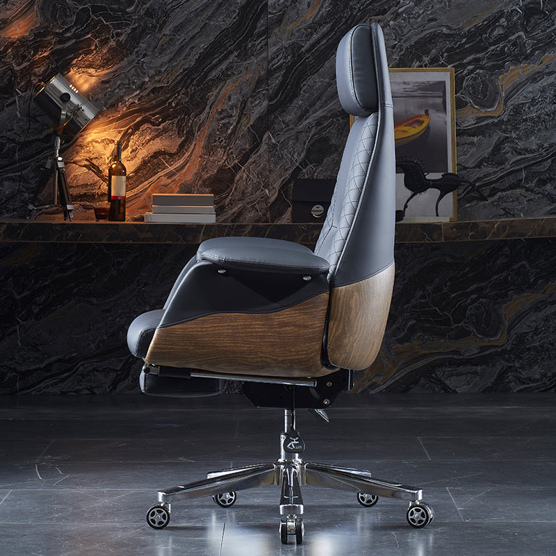 High Back Executive Swivel Office Chair Chrome Metal Frame Modern Ergonomic Task Chair