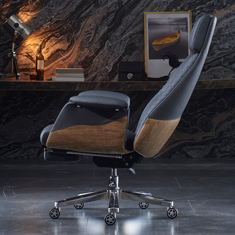 High Back Executive Swivel Office Chair Chrome Metal Frame Modern Ergonomic Task Chair